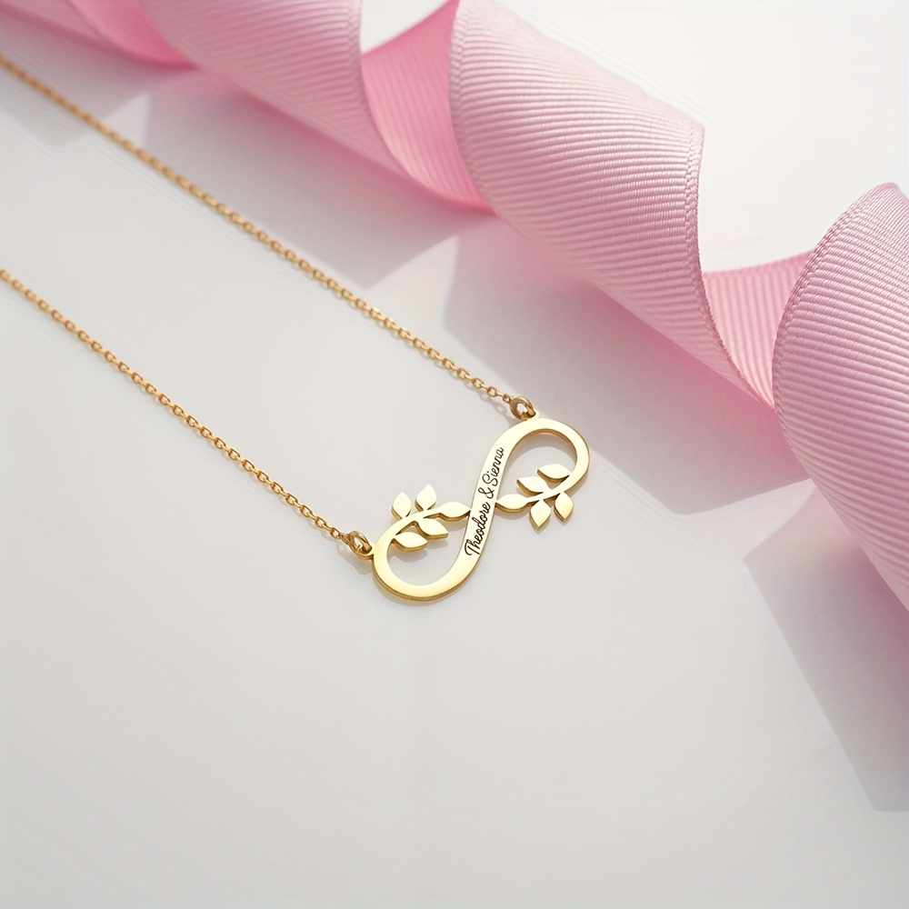 Customized Infinity Symbol Pendant Necklace, Engraved Gift
